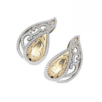 Contemporary Two tone Diamond Earclips